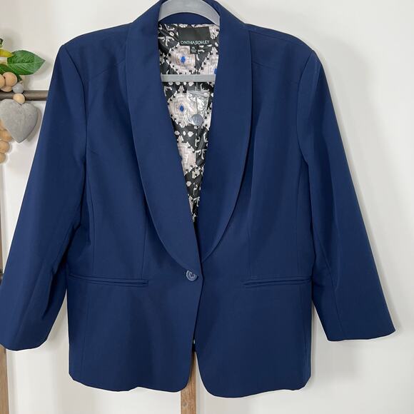 Cynthia Rowley Blue Blazer Crop 3/4 Sleeve Size X Large - Picture 2 of 9